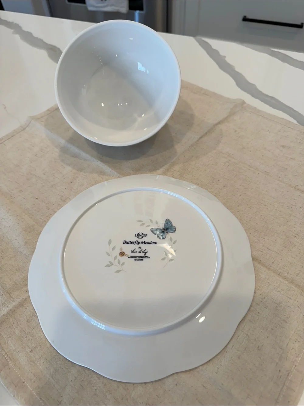 Lenox Butterfly Meadow Covered Butter Cheese Dish and Dome